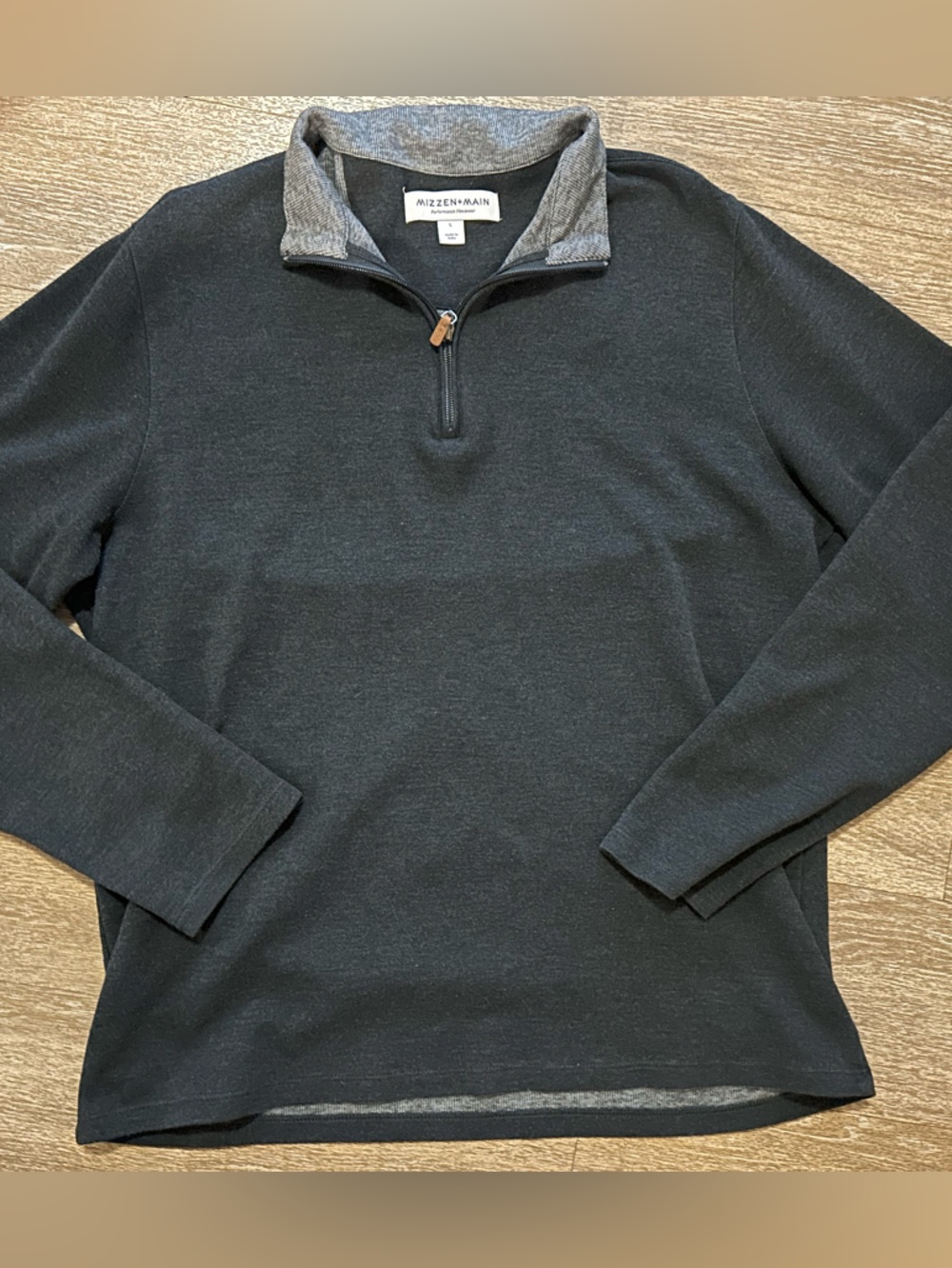 Mizzen+Main Fairway Charcoal Gray Quarter-Zip Performance pullover Sweater Sz L